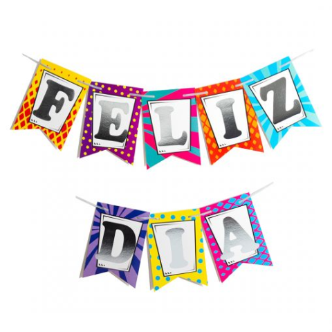 BANDERIN FELIZ DIA C/STAM MULT X1