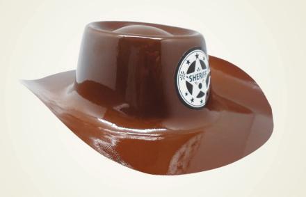 SOMBRERO SHERIFF MARRON C/PIOLA X1