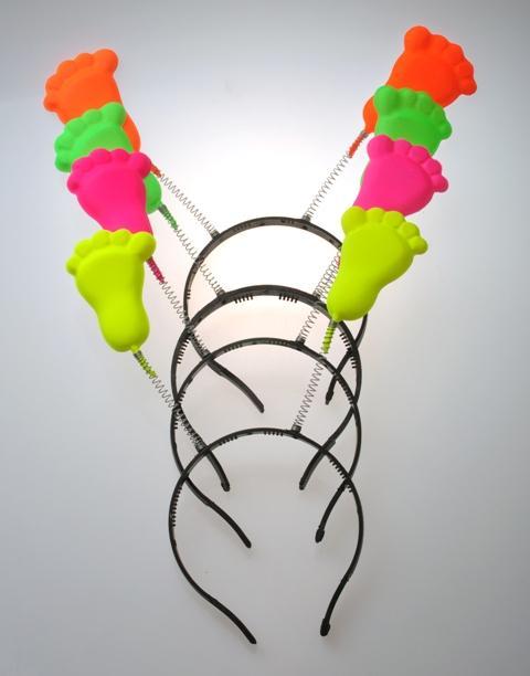 VINCHA RESORTE PATITAS FLUO X 6