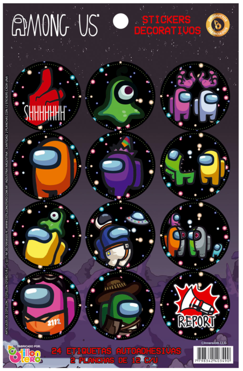 AUTOADHESIVO AMONG US (X12) X2