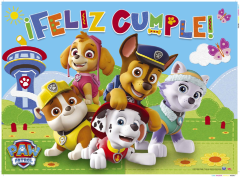 POSTER FELIZ CUMPLE PAW PATROL X1