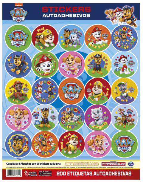 AUTOADHESIVO PAW PATROL (X12) X2