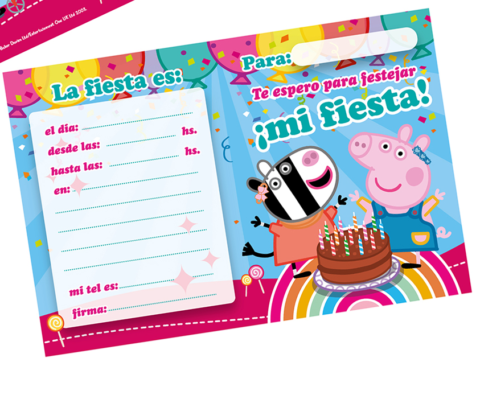 INVITACION PEPPA PIG X10