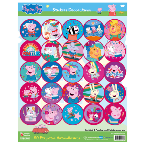 AUTOADHESIVO PEPPA PIG (X12) X2