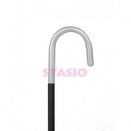 BASTON CURVO NEGRO C/MANGO PLATA X1