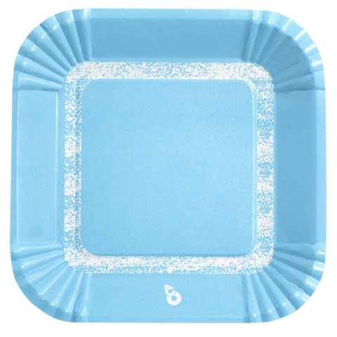 PLATO CUADRADO CELESTE PASTEL X8