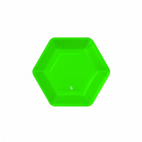 PLATO HEXAGONAL CHICO VERDE X8