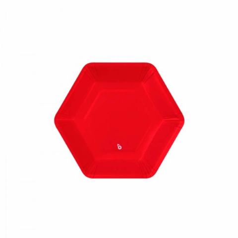 PLATO HEXAGONAL CHICO ROJO X8
