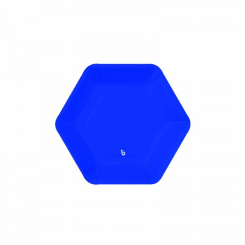 PLATO HEXAGONAL CHICO AZUL X8
