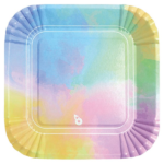 PLATO CUADRADO MULTICOLOR PASTEL X8