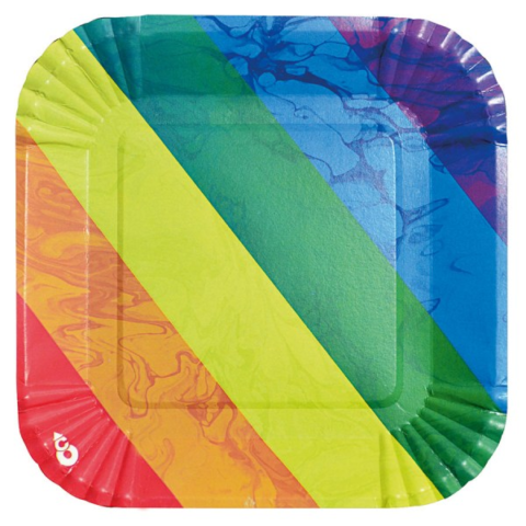 PLATO CUADRADO MULTICOLOR RAINBOW X8