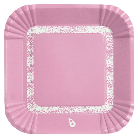PLATO CUADRADO ROSA PASTEL X8