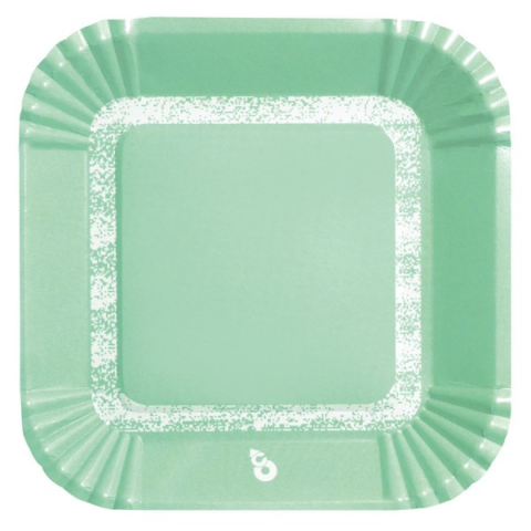 PLATO CUADRADO VERDE PASTEL X8