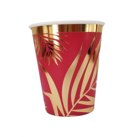VASO POLIP HOJAS ROJAS X8