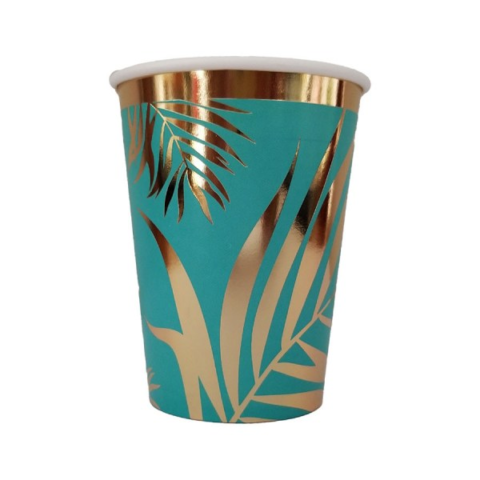 VASO POLIP HOJAS VERDE X8