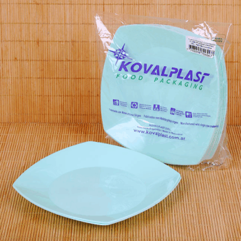 PLATO POSTRE 17CM PP CUAD. VERDE PASTEL X10