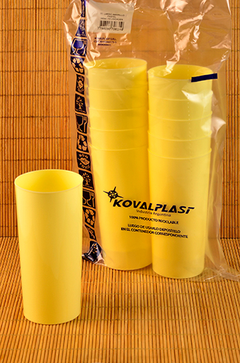 VASO TRAGO LARGO PP AMARILLO PASTEL X10