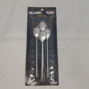 VELA FORMITA GLOBO PLATA 16CM X4