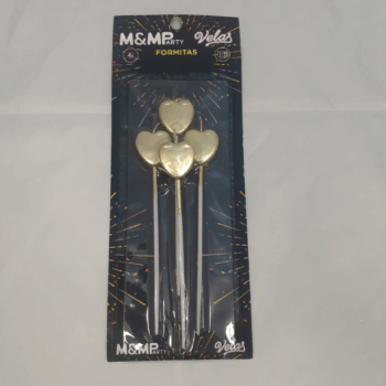 VELA FORMA CORAZON ORO 16CM X4