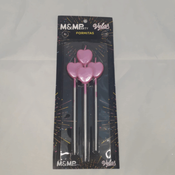 VELA FORMA CORAZON ROSA 16CM 4