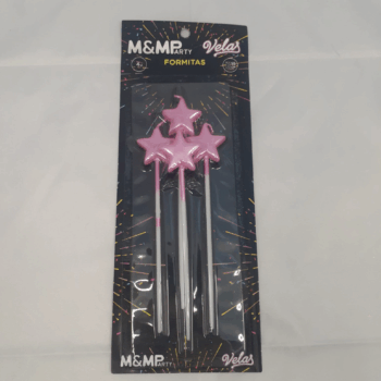 VELA FORMITA ESTRELLA ROSA 16CM X4
