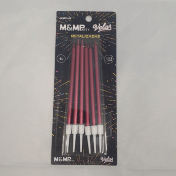 VELA METALIZADAS 13CM ROJA X6