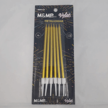 VELA METALIZADAS 13CM DORADA X6