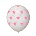 GLOBO STD 14" CRISTAL ESTRELLAS ROSA X10