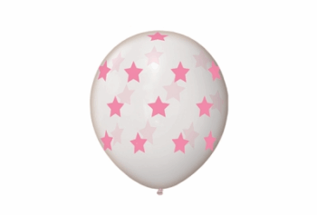 GLOBO STD 14" CRISTAL ESTRELLAS ROSA X10