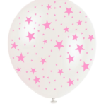 GLOBO 12" CRISTAL ESTRELLAS ROSA X12