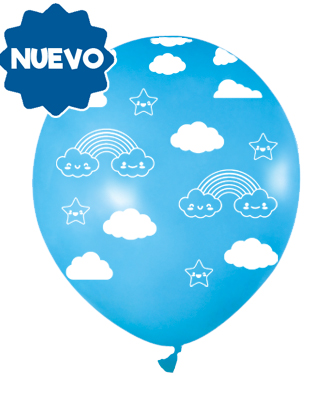 GLOBO 12" IMPRE NUBES CELESTE X12
