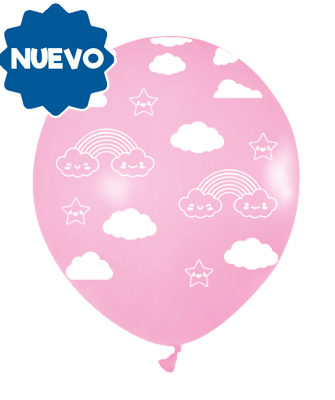 GLOBO 12" IMPRESO NUBE ROSA X12