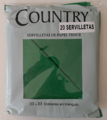 SERVILLETAS COUNTRY VERDE 33X33CM X20