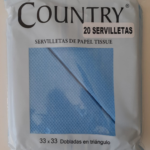 SERVILLETAS COUNTRY CELESTE 33X33CM X20