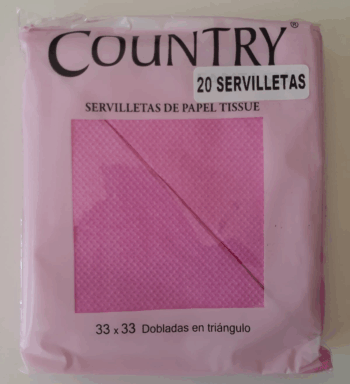 SERVILLETAS COUNTRY ROSA 33X33CM X20