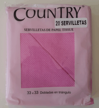 SERVILLETAS COUNTRY ROJA 33X33CM X20