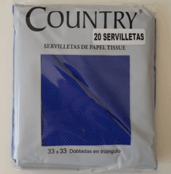 SERVILLETAS COUNTRY AZUL 33X33CM X20