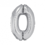 GLOBO NRO 0 METAL 80CM PLATEADO X1