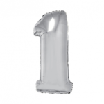 GLOBO NRO 1 METAL 80CM PLATEADO X1