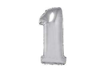 GLOBO NRO 1 METAL 40CM PLATEADO X1