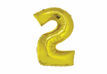 GLOBO NRO 2 METAL 80CM DORADO X1