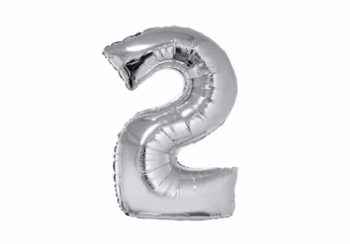 GLOBO NRO 2 METAL 80CM PLATEADO X1