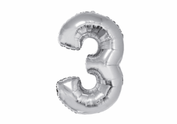 GLOBO NRO 3 METAL 80CM PLATEADO X1