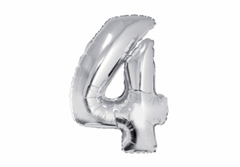 GLOBO NRO 4 METAL 80CM PLATEADO X1