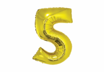 GLOBO NRO 5 METAL 80CM DORADO X1