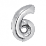 GLOBO NRO 6 METAL 40CM PLATEADO X1