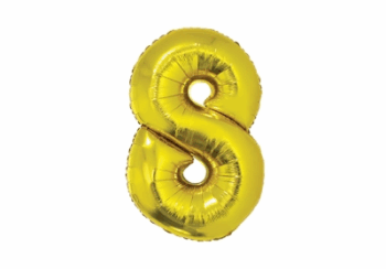 GLOBO NRO 8 METAL 40CM DORADO X1