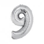 GLOBO NRO 9 METAL 80CM PLATEADO X1