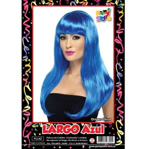 PELUCA LACIA LARGA AZUL X1