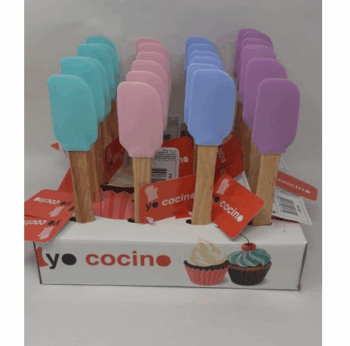 ESPATULA SILIC 20CM MANGO MADERA X1